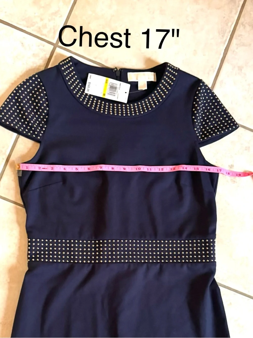 NWT Michael Kors True Navy Blue Studded Sheath Dress Size M $165